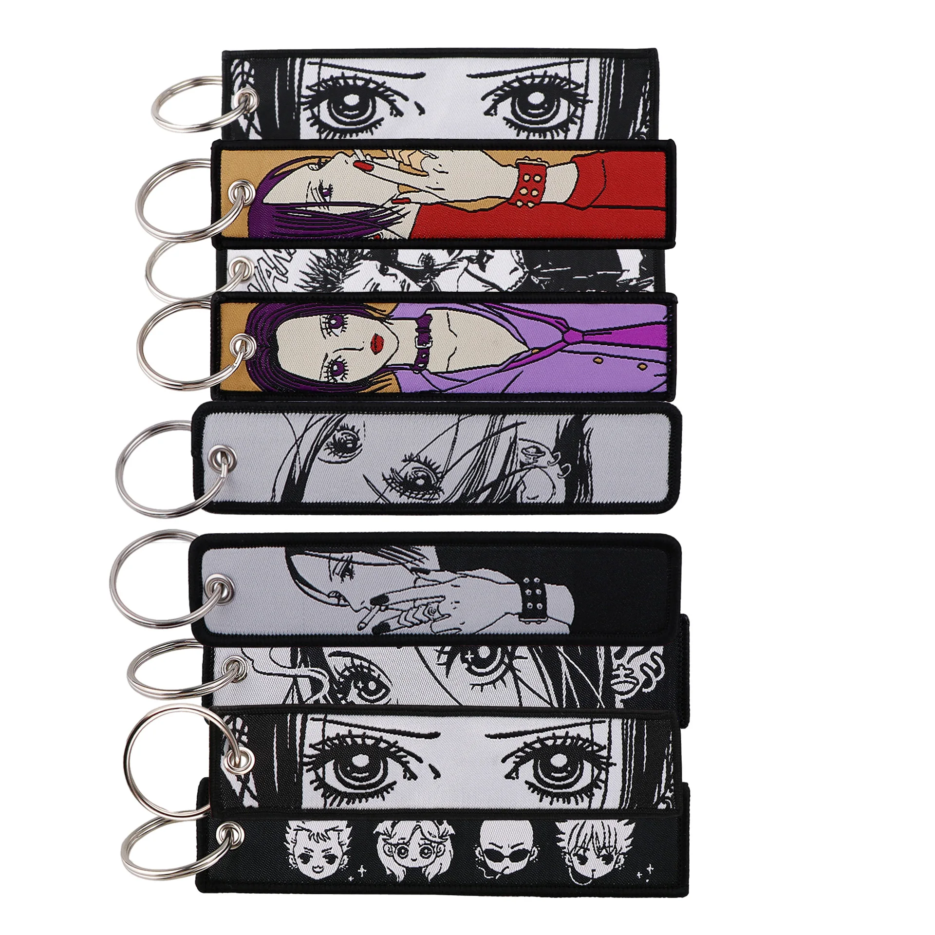 Embroidery Charm - พวงกุญแจโลหะลายการ์ตูนผู้หญิงสุดเก๋แบบสองด้าน 1 ชิ้น พร้อมสายคล้องสำหรับตกแต่งกระเป๋าถือ