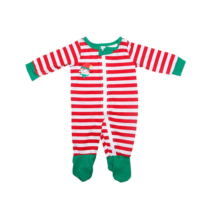 Conjunto de pijama de Natal listrado familiar, roupa de Natal, carta, terno doméstico, adulto, criança, macacão macio, bebê, 2024