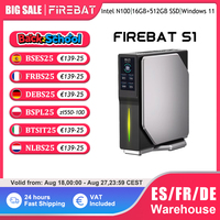 FIREBAT S1 Mini PC Windows 11 Intel 12th Alder Lake N100  DDR4 16GB RAM 512GB SSD BT4.2 Dual HDMI Desktops Computer Data Screen