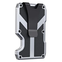 Aluminum Metal Wallet Credit Card Holder with Money Clip Carbon Fiber Card Case Metal Wallet Minimalist Front Pocket Card Holder