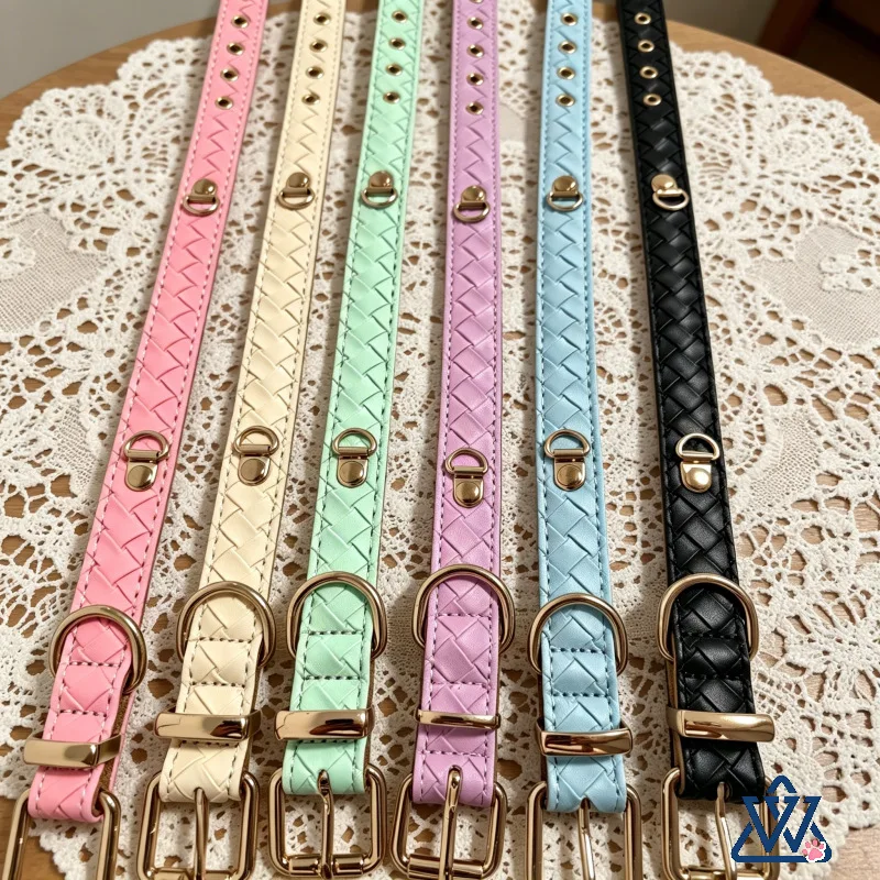 1Pcs Adjustable Braided PU Leather Dog Collar with Beads, DIY Woven Pet Accessories in Multiple Colors - view 2