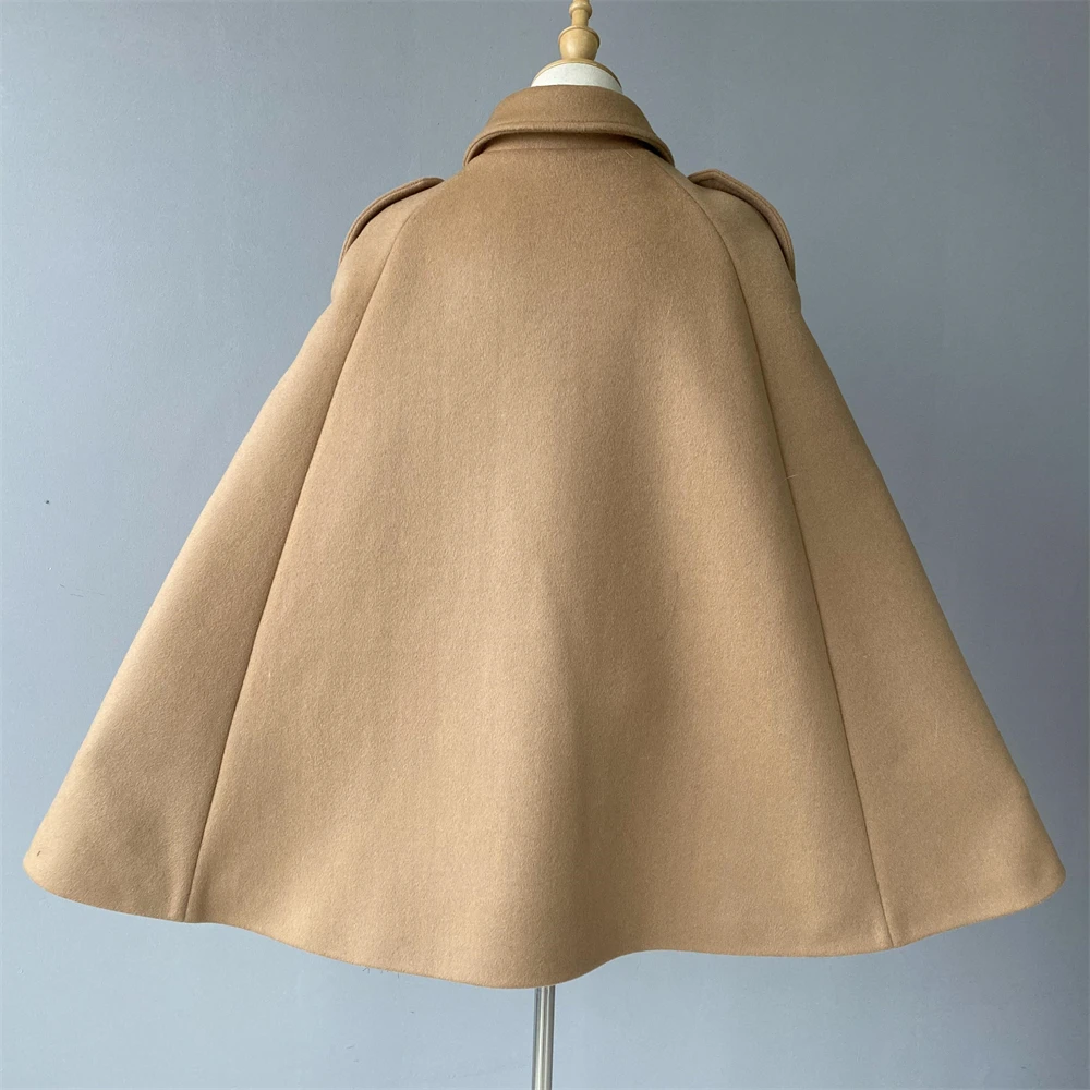 Jaxmonoy-Women's Cashmere Coat with Real Fox Fur Wool Cloak for Ladies Warm Jacket Female Spring and Autumn Fashion New Style