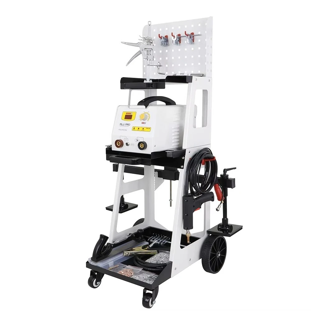 F15D Aluminum Spot Welder Dent Puller Machine Car Body Repair Equipment Stud Welder Kit with Trolley for Vehicle Workshop