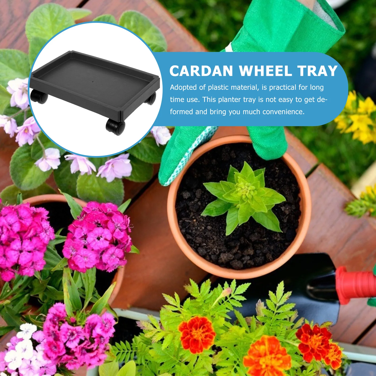 

Heavy Duty Flower Tray with Wheels Rolling Plant Mover Black 320cm Sturdy Plastic Trays for Potted Plants Floor Clean Easy