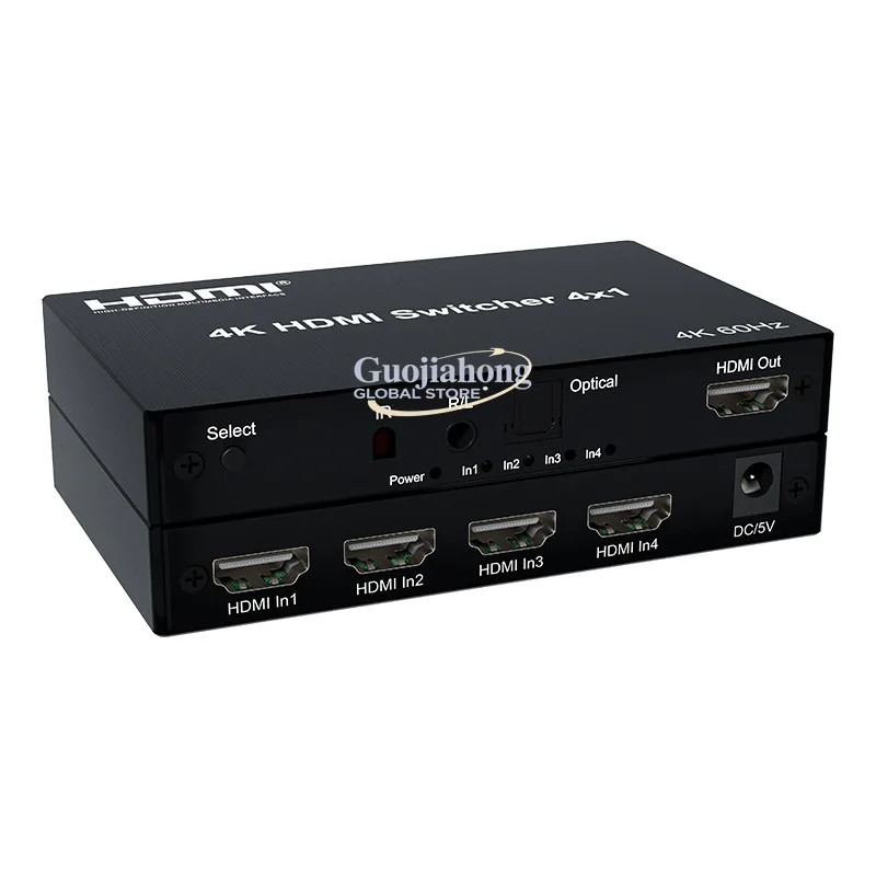 4K   SWITCH v2.0 high definition 4K60Hz switcher 4x1 independent Fiber optic audio remote control