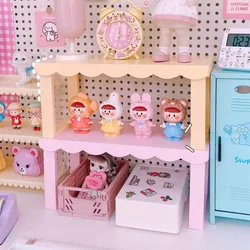 Wooden Flower Edge Placed Items Rack Pink Desktop Storage Rack DIY Home Desktop Finishing Toys Hand Model Storage Display Rack