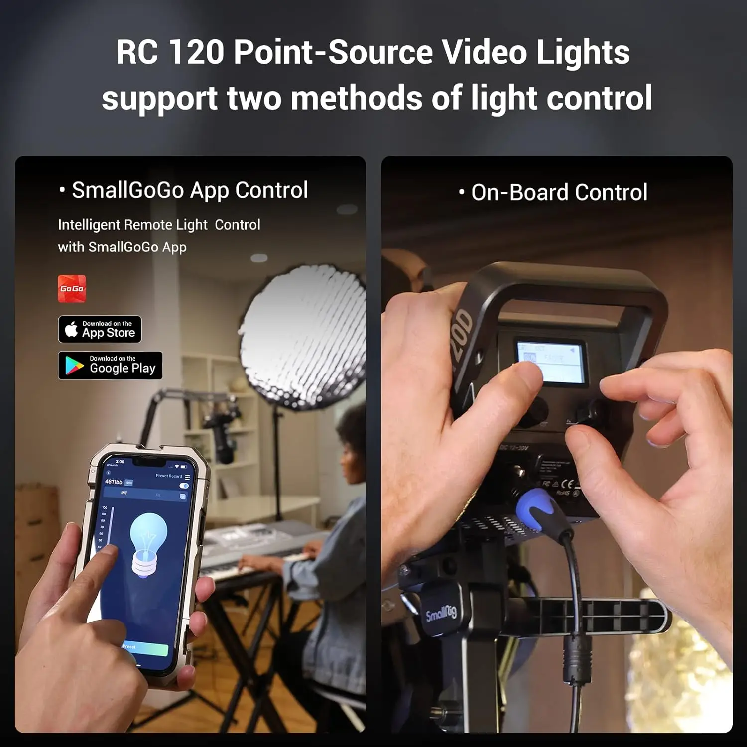 SmallRig RC 120D 120W COB LED Video Light, Support AC Adapter and 14.4V/26V V-Mount Battery- 4208 view 6