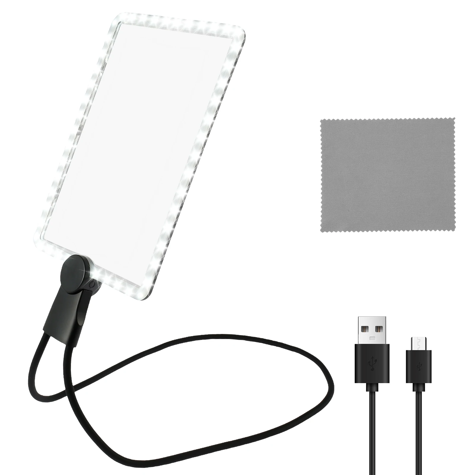 Hands Free Magnifying Glass 5X Dimmable Neck Wear Magnifier Square LED Magnifying Glass Full Book Page Reading Magnifier