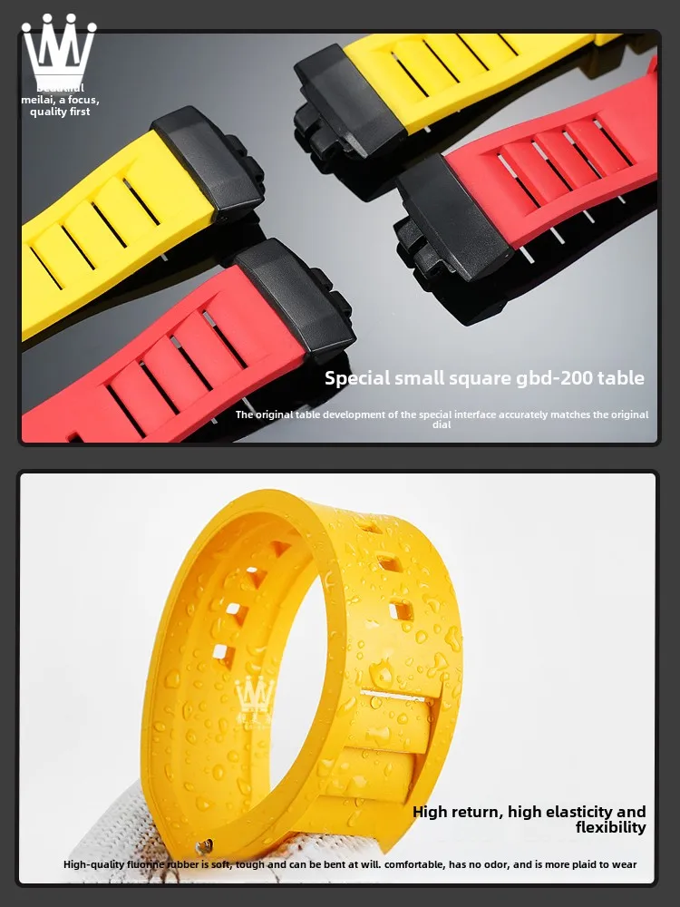 For Casio g-shock 3506 Gbd-200 Quick Fluororubber watch strap Gbd 200 rubber watchband Men Yellow green red grey soft bracelet