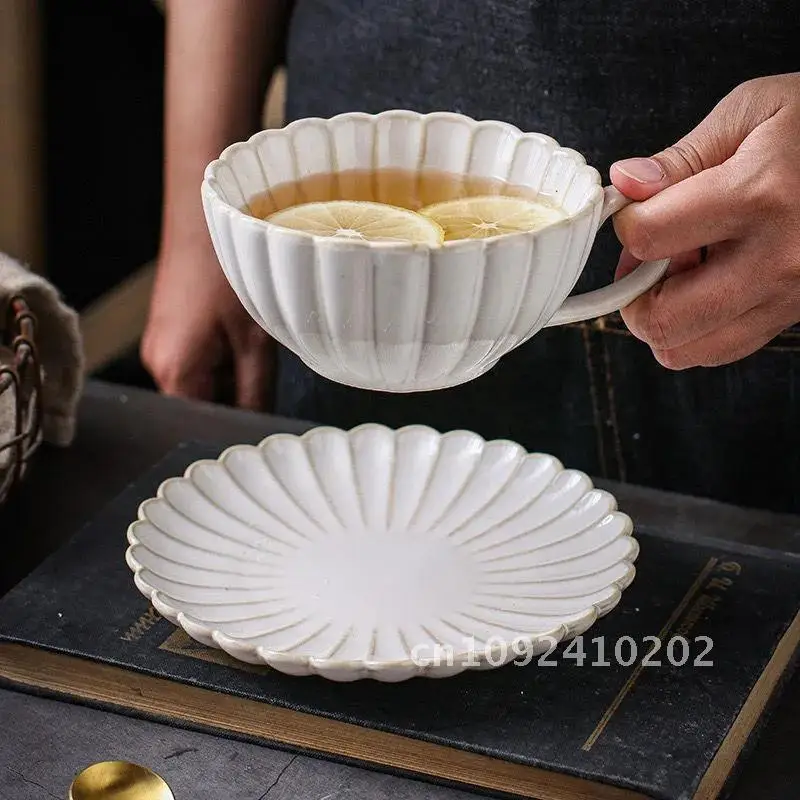 

220ML and Mug Cup Ceramic English Afternoon Tea Cup Coffee Milk Lemon Saucer Cup Set Cups Porcelain One Coffeeware Breakfast Tea