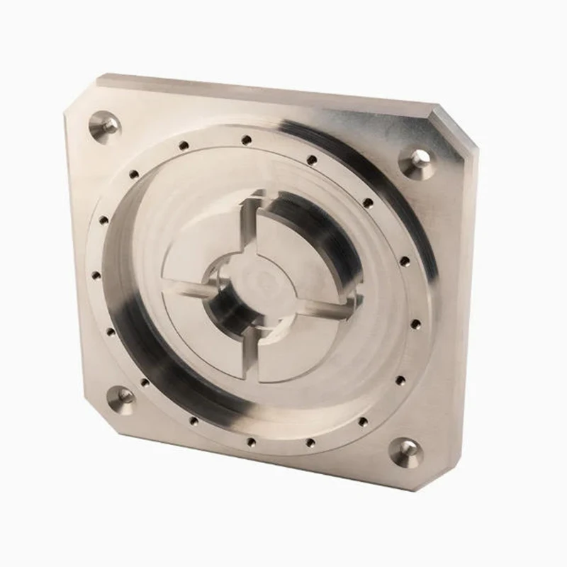 精密カスタムCNC機械加工部品 ステンレス鋼製 正方形穴あきターンテーブル部品