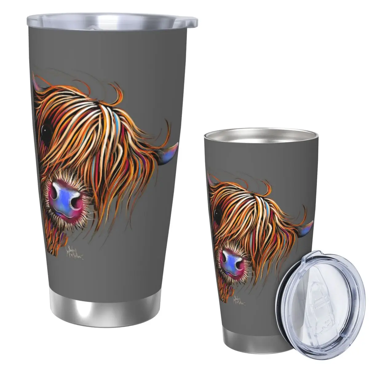 

Highland Cow Print Scottish Stainless Steel Tumbler Vacuum Insulated Mug Thermal Cold Cup Straws With Lid 20oz