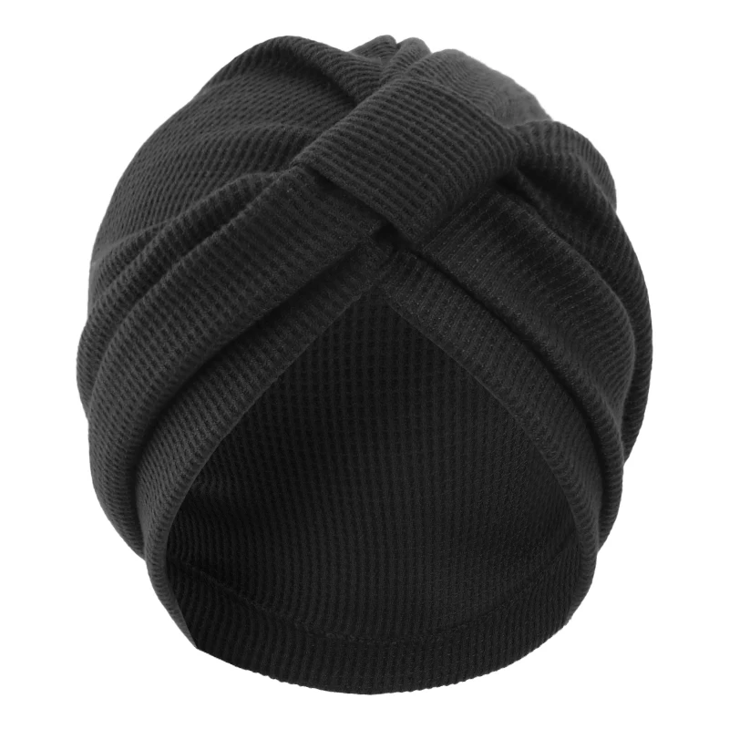 New Women's Cotton Thickened Waffle Square Knotted Turban Head Wrap Cancer Chemo Beanies Cap Headwear Cap Bonnet Hair Loss Hat - view 4