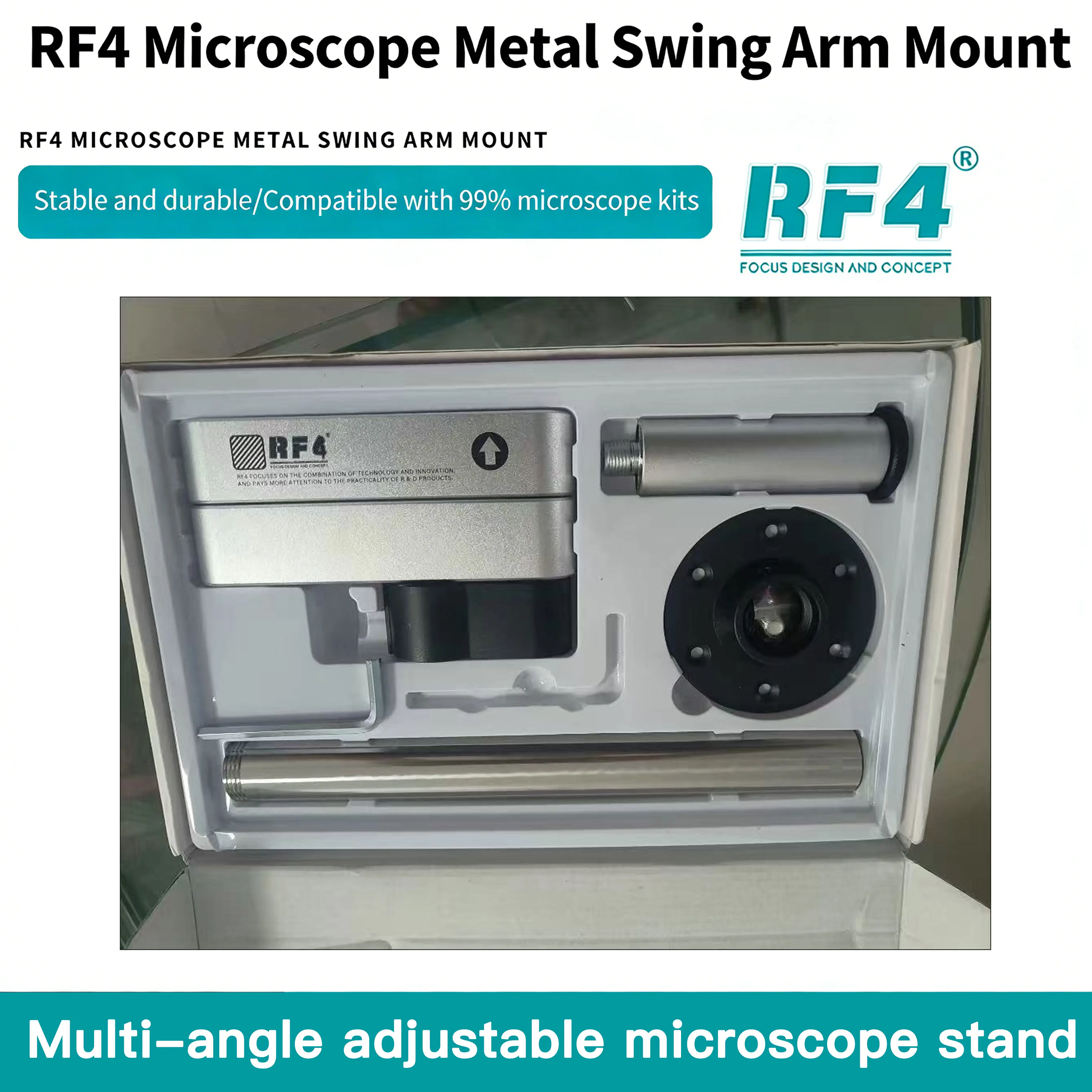 

RF4 Microscope Stand with Super Strong Alloy Structure, Extremely Sturdy & Durable for Most Microscopes