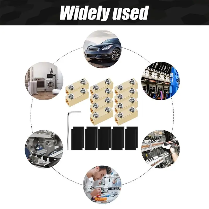 DT17 10Pcs 60A Copper Wire Connector for Nut Kit Waterproof Splicing Terminal with Heat Shrink Tube & Wrench