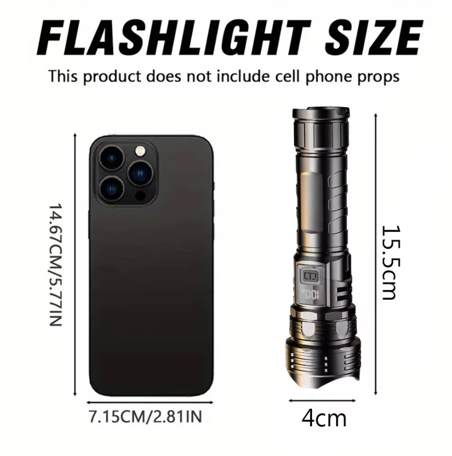 Upgrade High Power Laser LED Flashlights Type C Rechargeable Strong Hand Light Multifunctional Torch Light For Emergency Camping