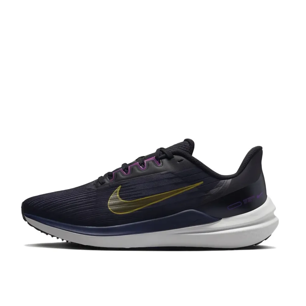 Nike Black and Blue Colorway Zoom winflo 9 Men's Lightweight Comfort Low Top Running Shoes Non-slip Wearable Sneakers