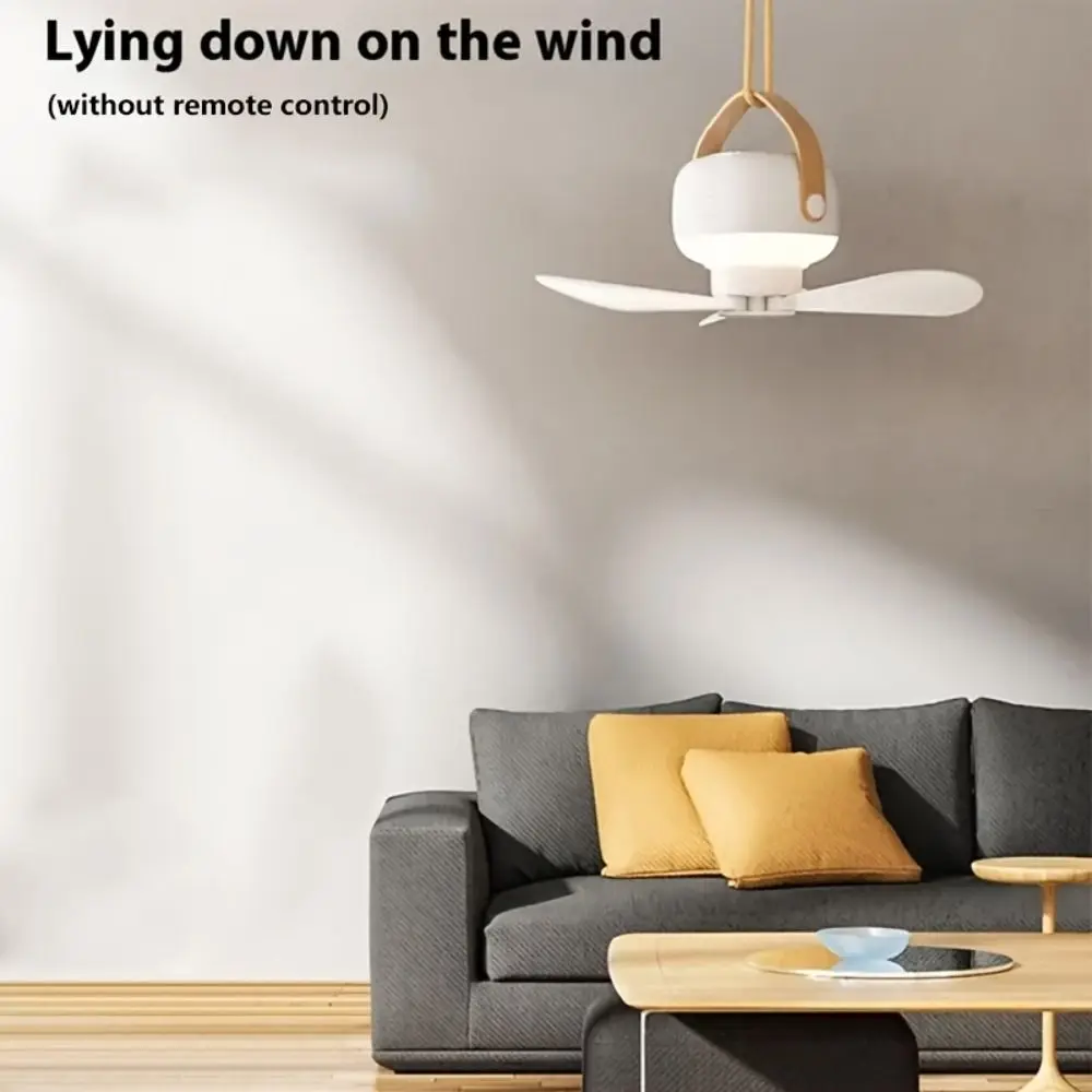 

Rechargeable Electric Portable Ceiling Fan LED Lighting Night Light Remote Control Fan Stand Included Wireless Mini Fan
