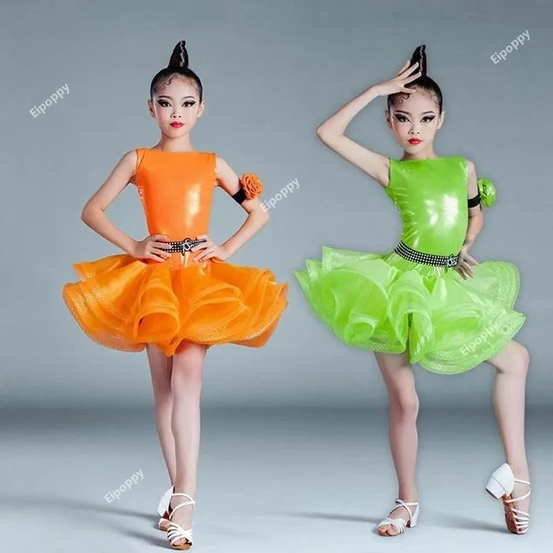 Dziewczęca niebieska czerwona profesjonalna sukienka do tańca latynoskiego dla dzieci sala balowa Salsa Taniec Kostiumy dziecięce