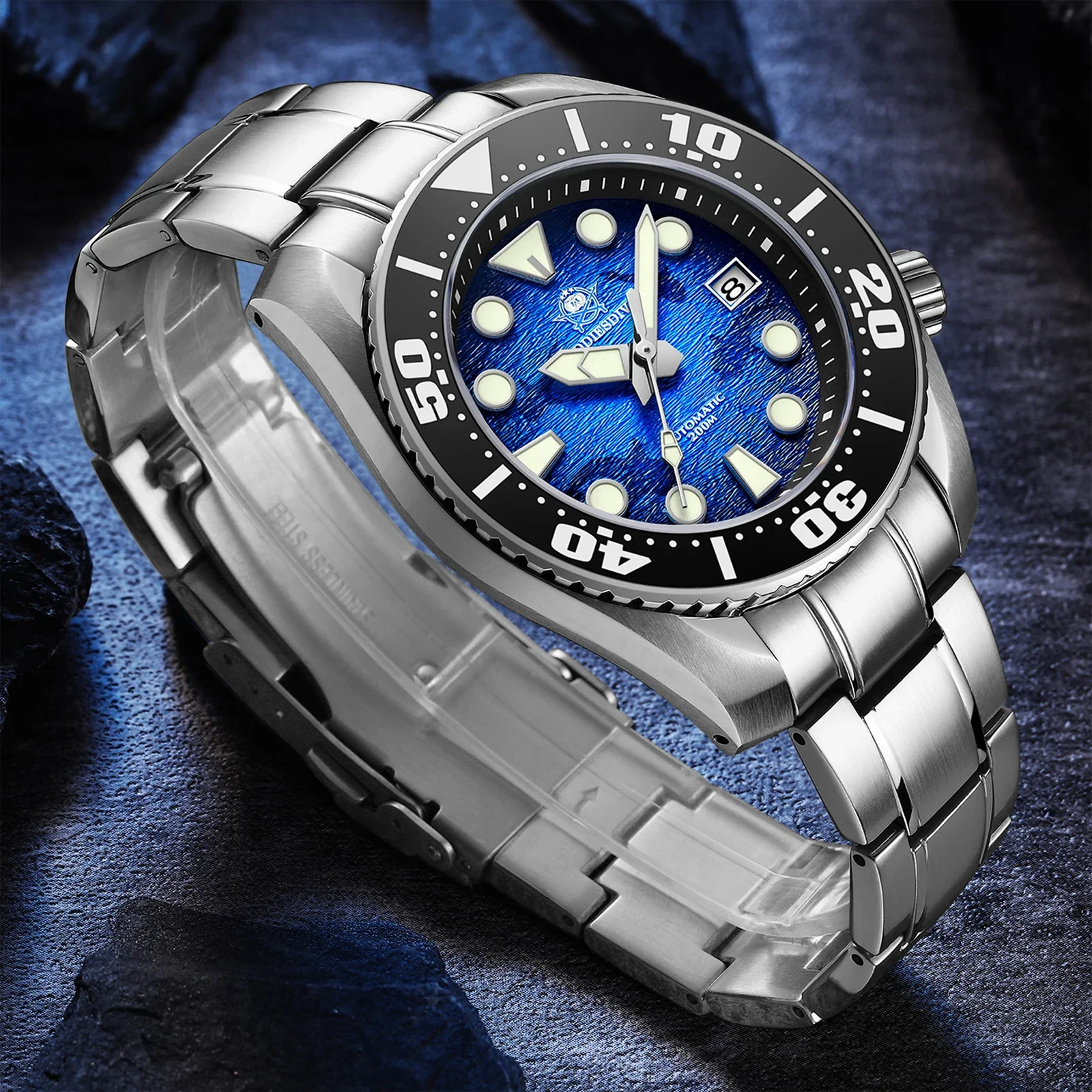 ADDIESDIVE AD2102 Автоматические механические часы Роскошные стальные часы для дайвинга 200 м Водонепроницаемые светящиеся мужские часы Модные relogios masculinos