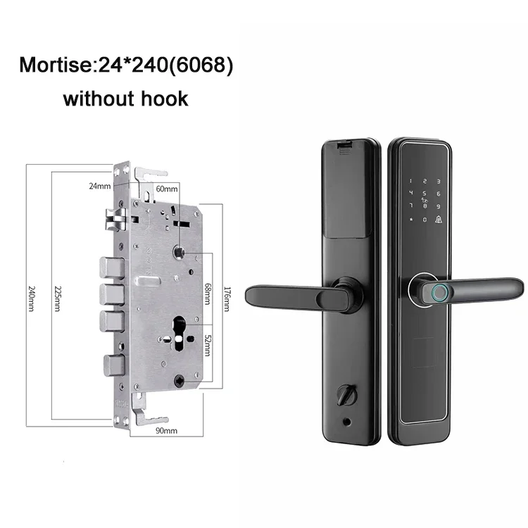 TTlock Andrea Smartlock-Serrure de porte intelligente à empreintes digitales, code de passe électronique à mortaise, carte IC, 6068