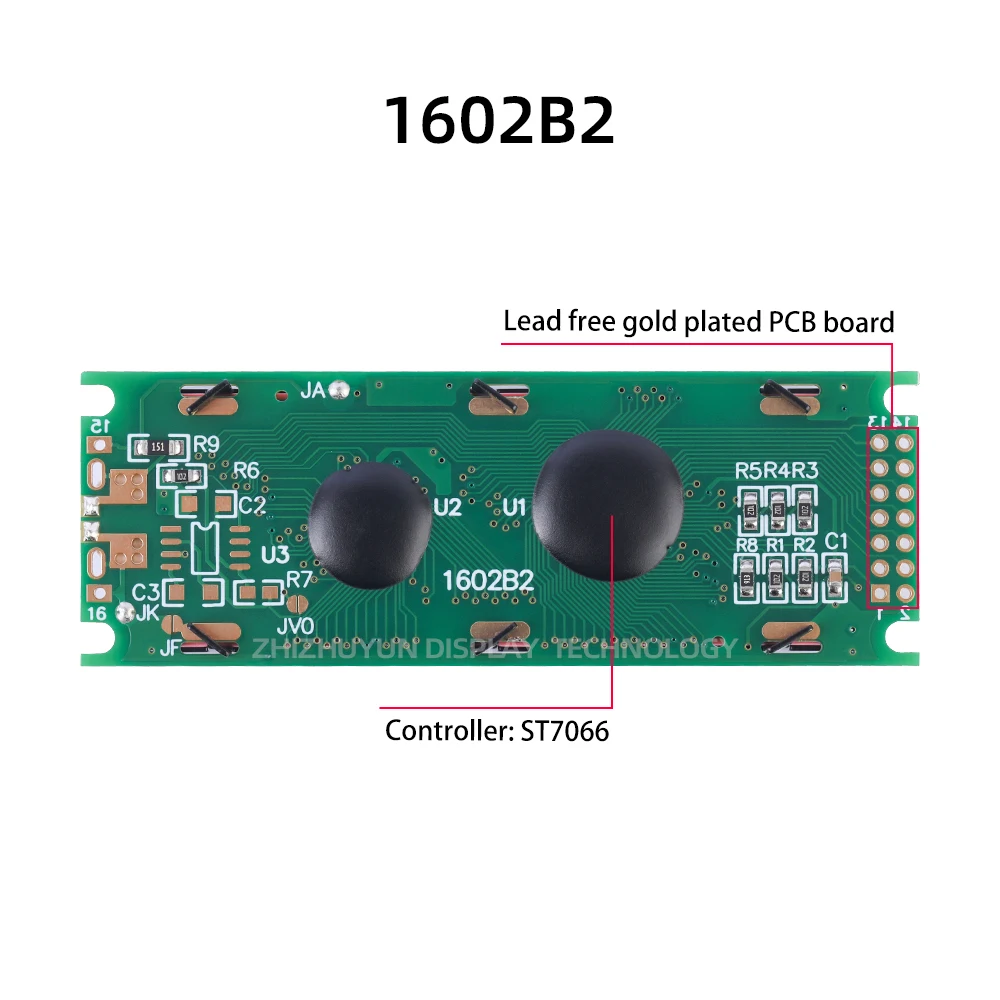 문자 화면 에메랄드 그린 라이트 블랙 문자, 다국어 LCD 모듈, 영어 LCD 디스플레이 화면, 1602B2