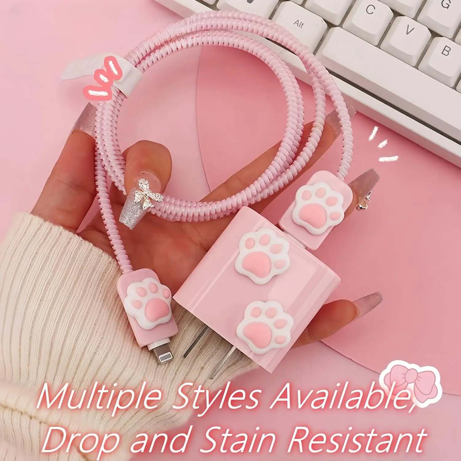 Compatible Charger Protective Case Cable Cell Phone Charger Protector Cute Cat Paw Charger Protective Case Accessory for iPhone