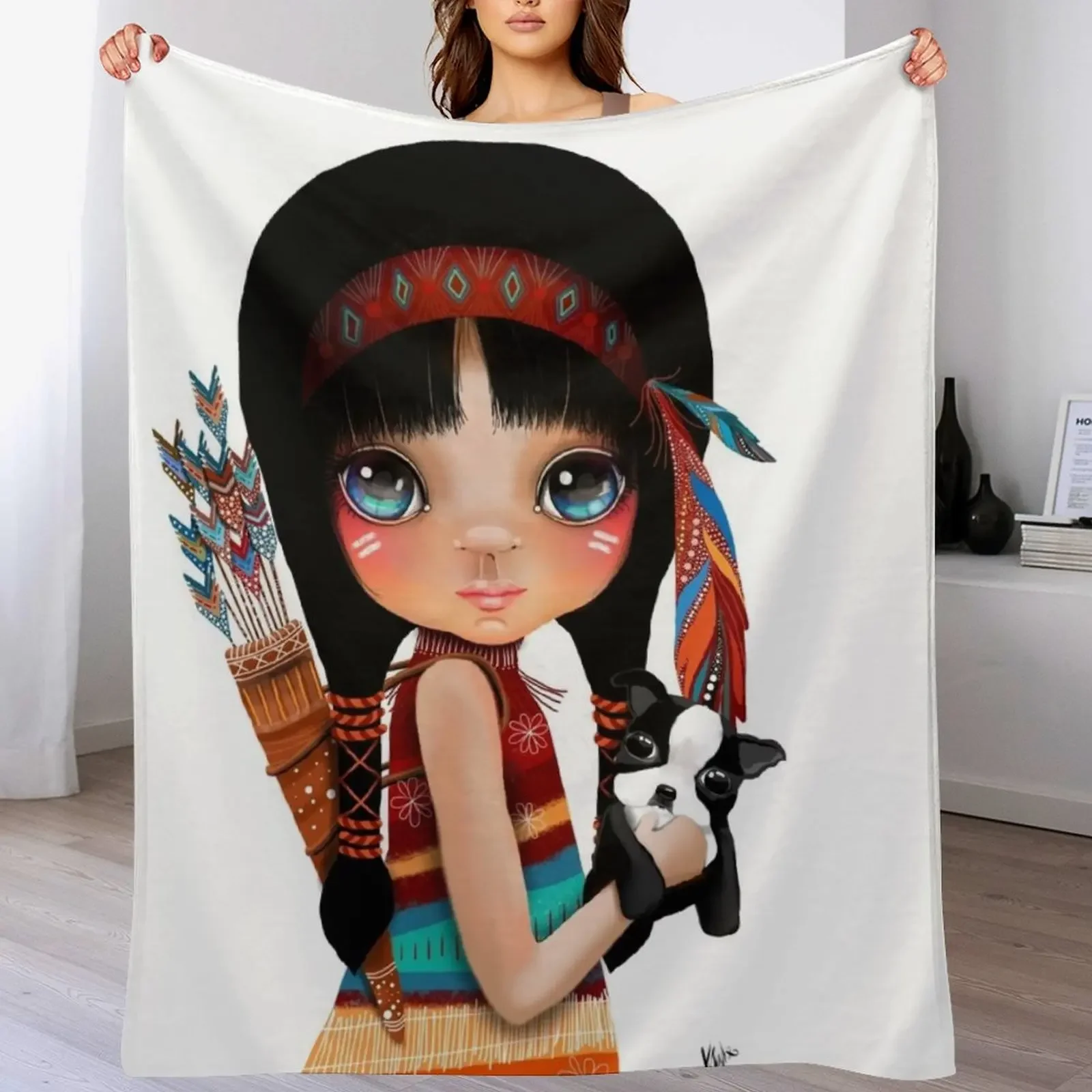 

Native Girl Throw Blanket Multi Use Warm Blanket for Living Room Bedroom