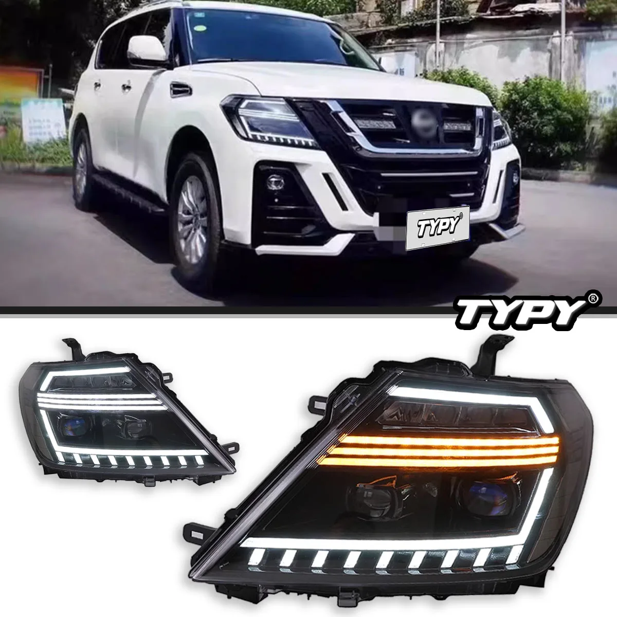 

TYPY Car Lights For Nissan Patrol Y62 Headlights 2012-2019 LED Projetor head Lamp Daytime Running Light Automotive Accessories