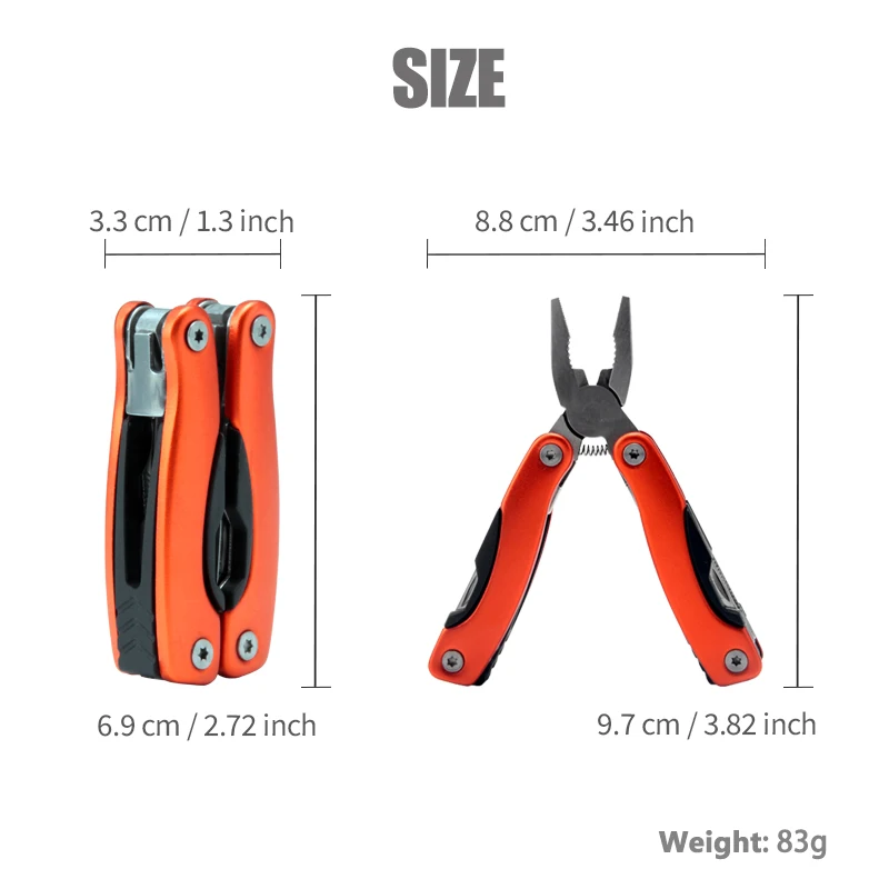 Stainless Steel Multi Tools ，Pliers Pocket Knife with Heavy Duty Pliers Replaceable Bits Multitools for Outdoor, Survival, Hikin