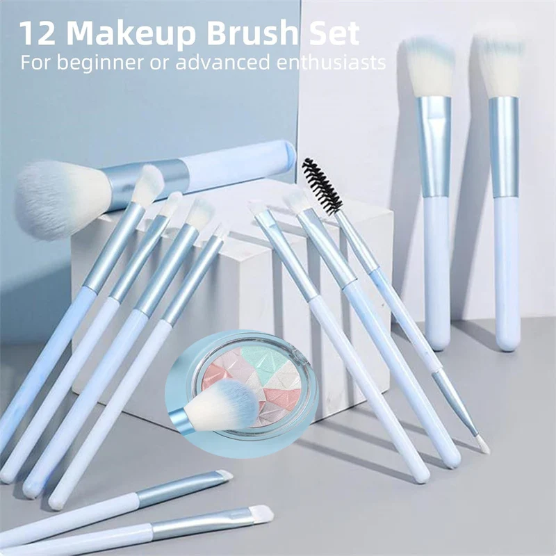 Professional Makeup Brushes Set, escova portátil, Fundação Blush, pó, sombra, corretivo, mistura, profissional, 12Pcs