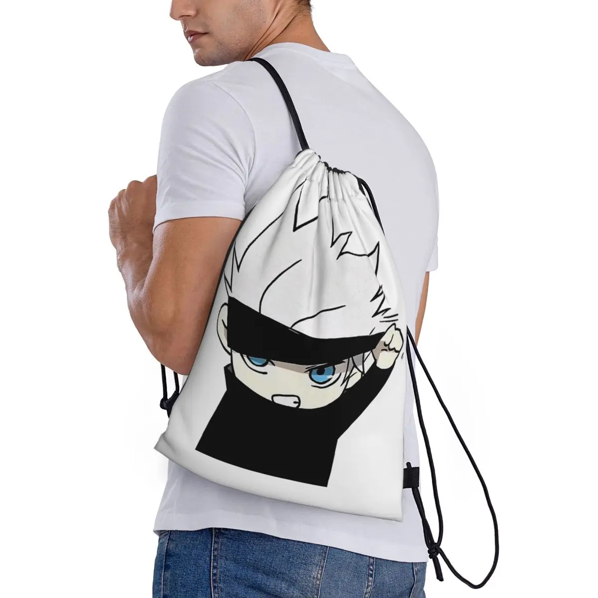 

Gojo Manga Kawaii Japanese Anime Backpacks Casual Drawstring Bags Sports Bag Book Bags for Man Woman School