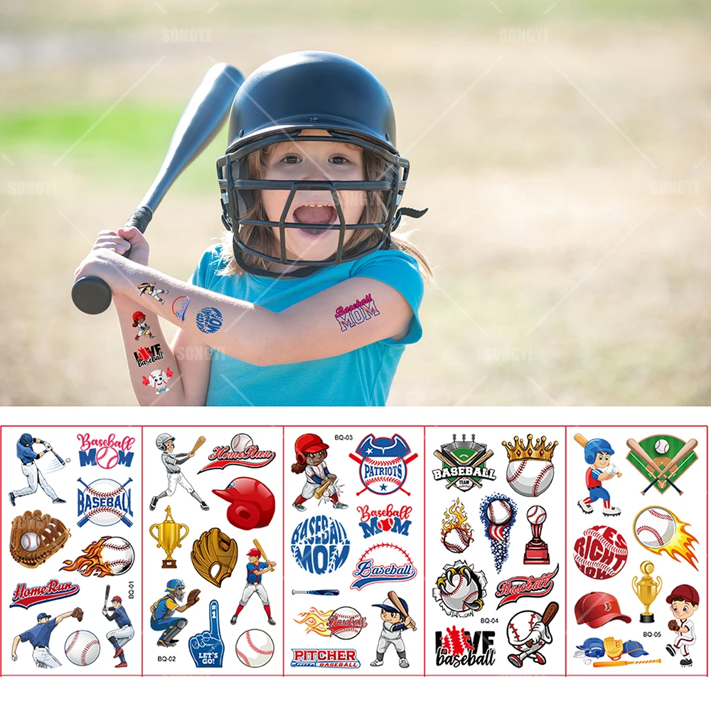 10 pcs Kids Temporary Tattoos Football Soccer baseball Fan Fake Tattoo Sticker Waterproof Tattoo Hand Arm Foot Tattoo For Child