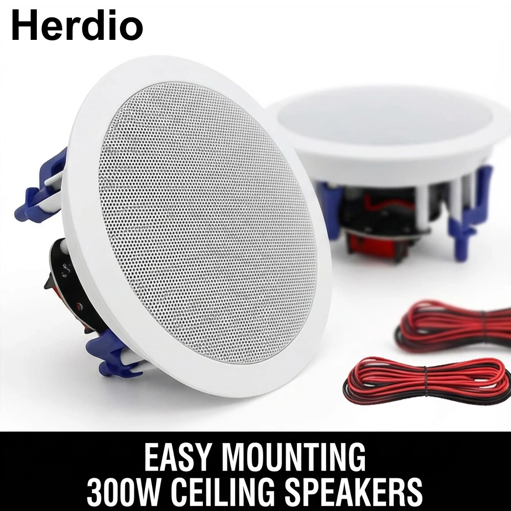 

300W High Power Ceiling Speaker 1 Pair Hifi Stereo Sound In-Ceiling Speakers Kit for Living Room Kitchen Office Background Music