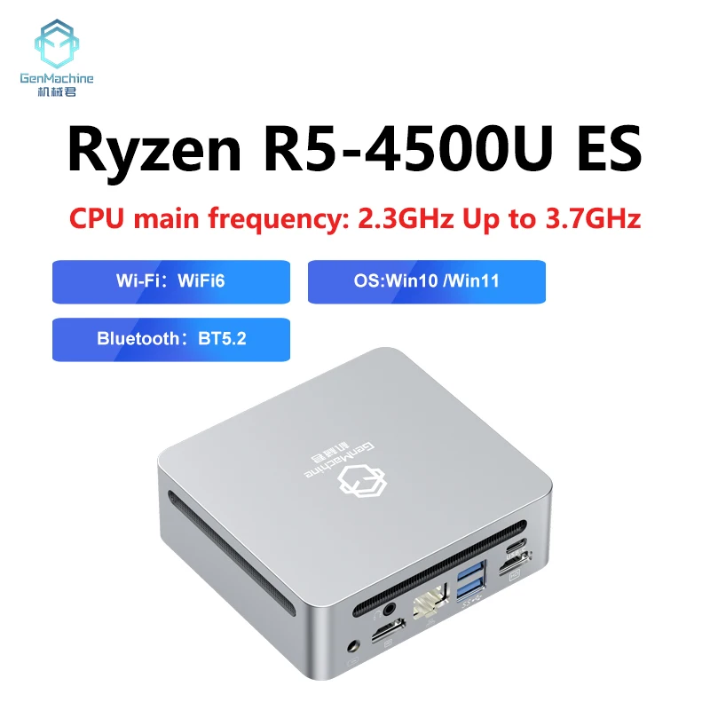 GenMachine nouveau Mini PC 4500U ES AMD Windows 11 Ryzen DDR4 Support Max 64GB 3200MHz RAM WiFi6 ordinateur de jeu bricolage ordinateur de jeu