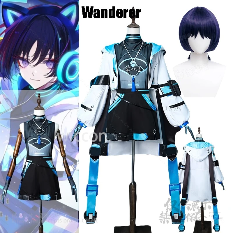 

【MoeMimic】Аниме Genshin Impact Wanderer, оригинальный DJ модный косплей костюм, повседневный наряд, реквизит на Хэллоуин, парики, аксессуары для вечеринки