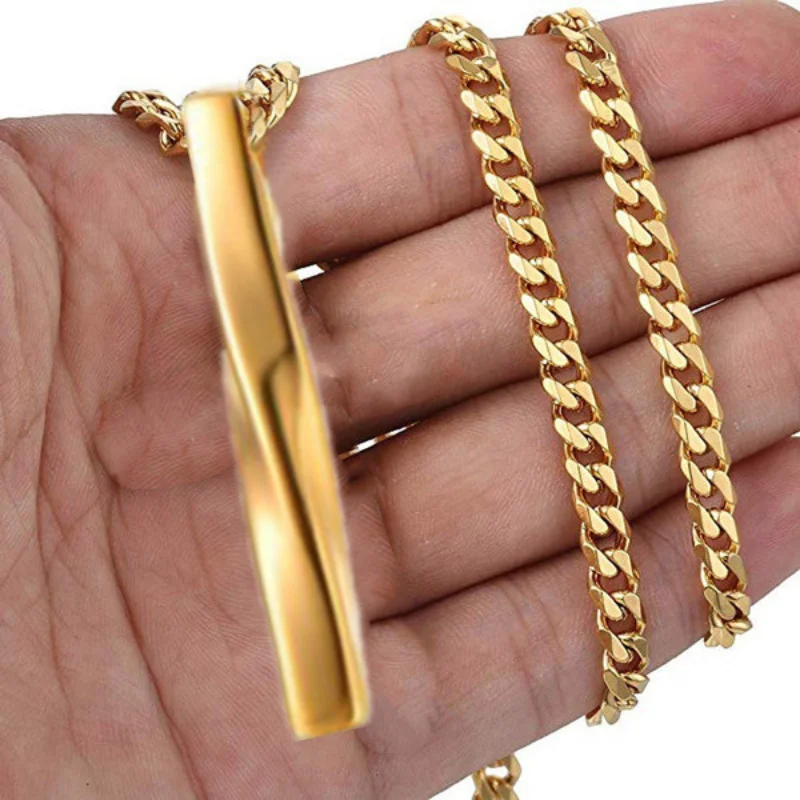 Fashion Stud Long Necklace Geometric Long Chain Pendant Hip Hop Necklaces for Men Hip Hop Jewelry Personalized Anniversary Gift