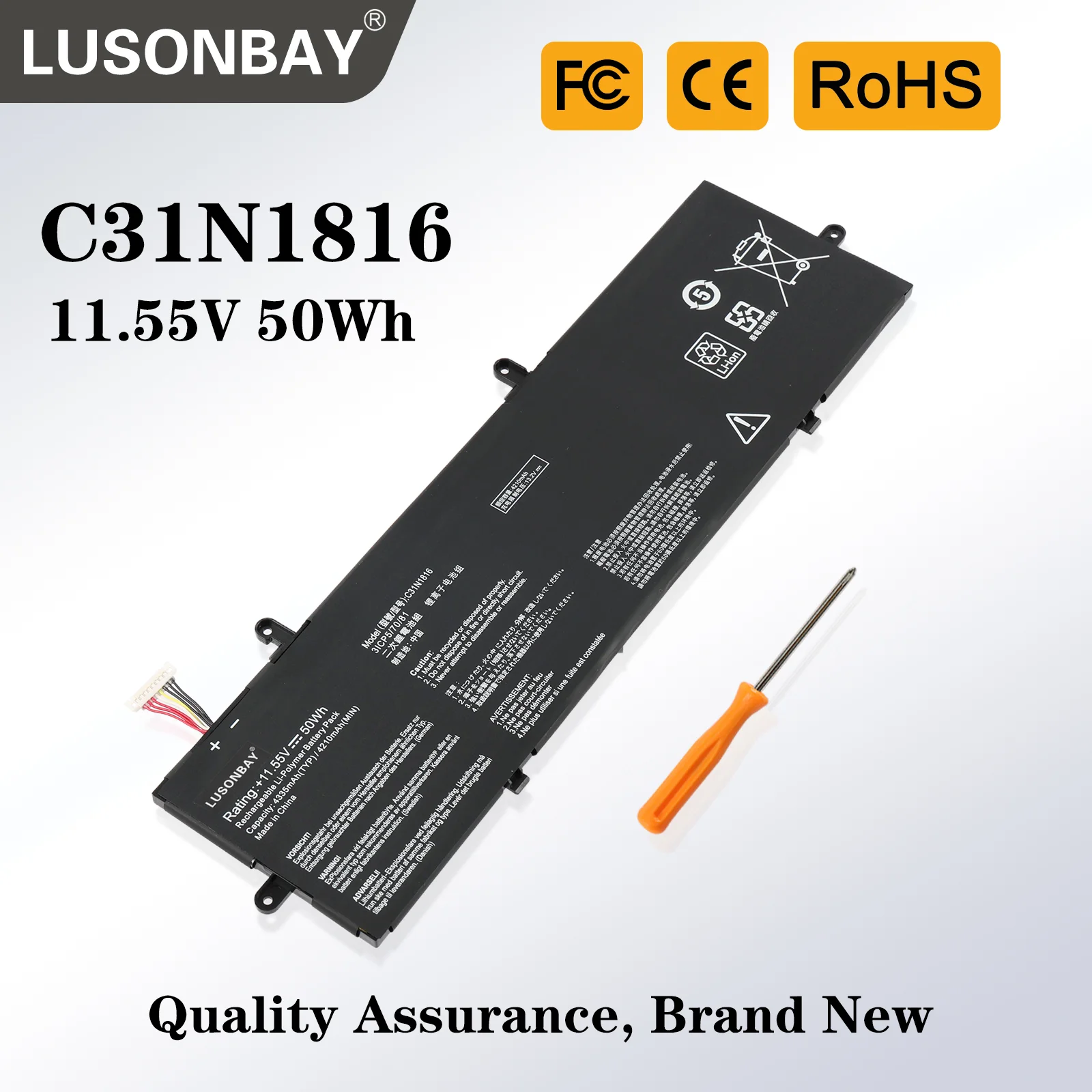 

LUSONBAY C31N1816 Laptop Battery for ASUS ZenBook Flip 13 UX362 UX362F UX362FA Q326FA Q326FA-BI7T13 UX362FA-2B 0B200-03160000