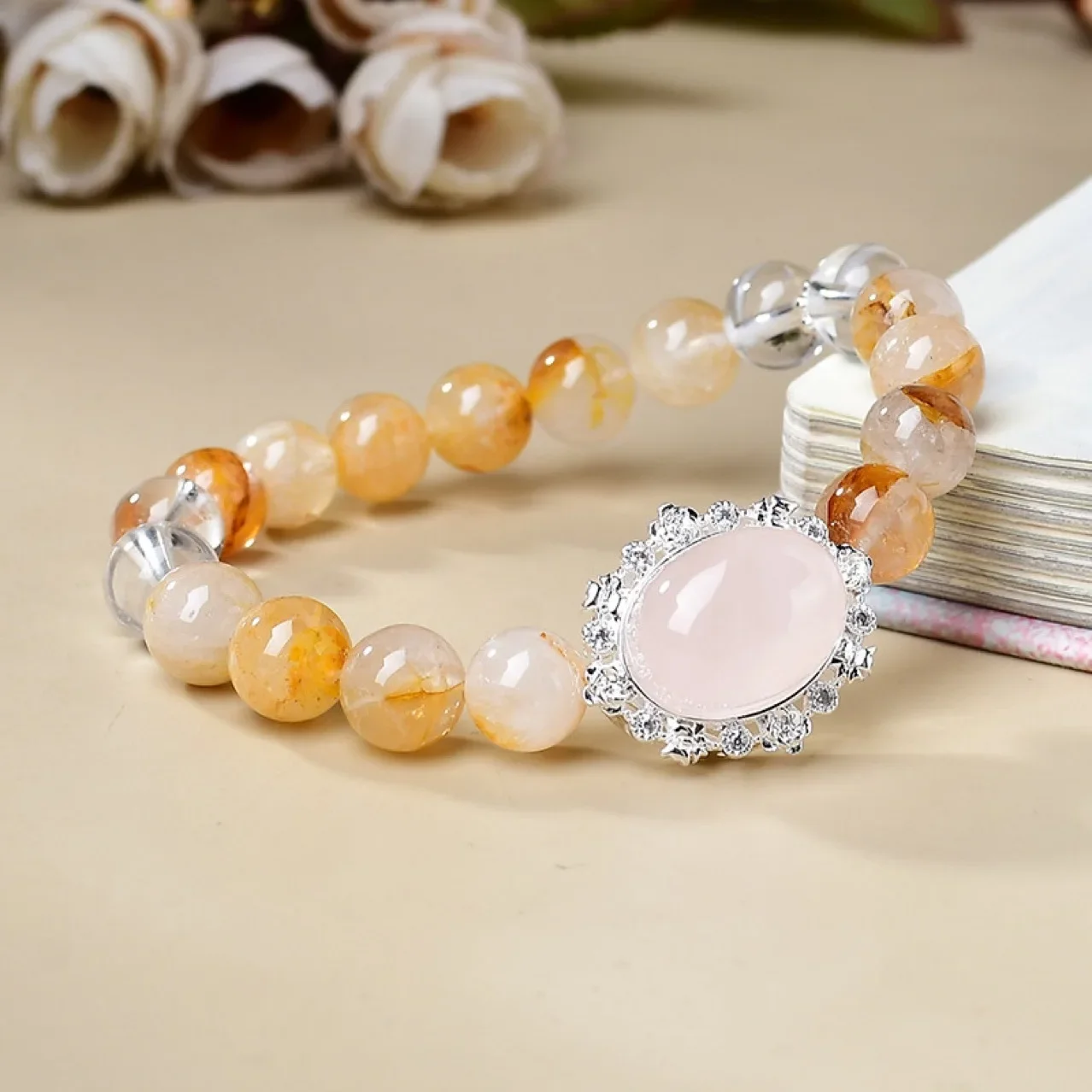 

Large Particle Natural Citrine Bracelet Light Luxury Simple Design Women's Lucky Bracelet, Jewelry