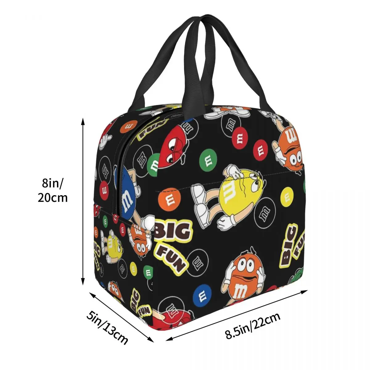 M And M Candy Character Baby Lunch Bags Insulated Bento Box Waterproof Lunch Tote Leakproof Cooler Thermal Bag for Woman