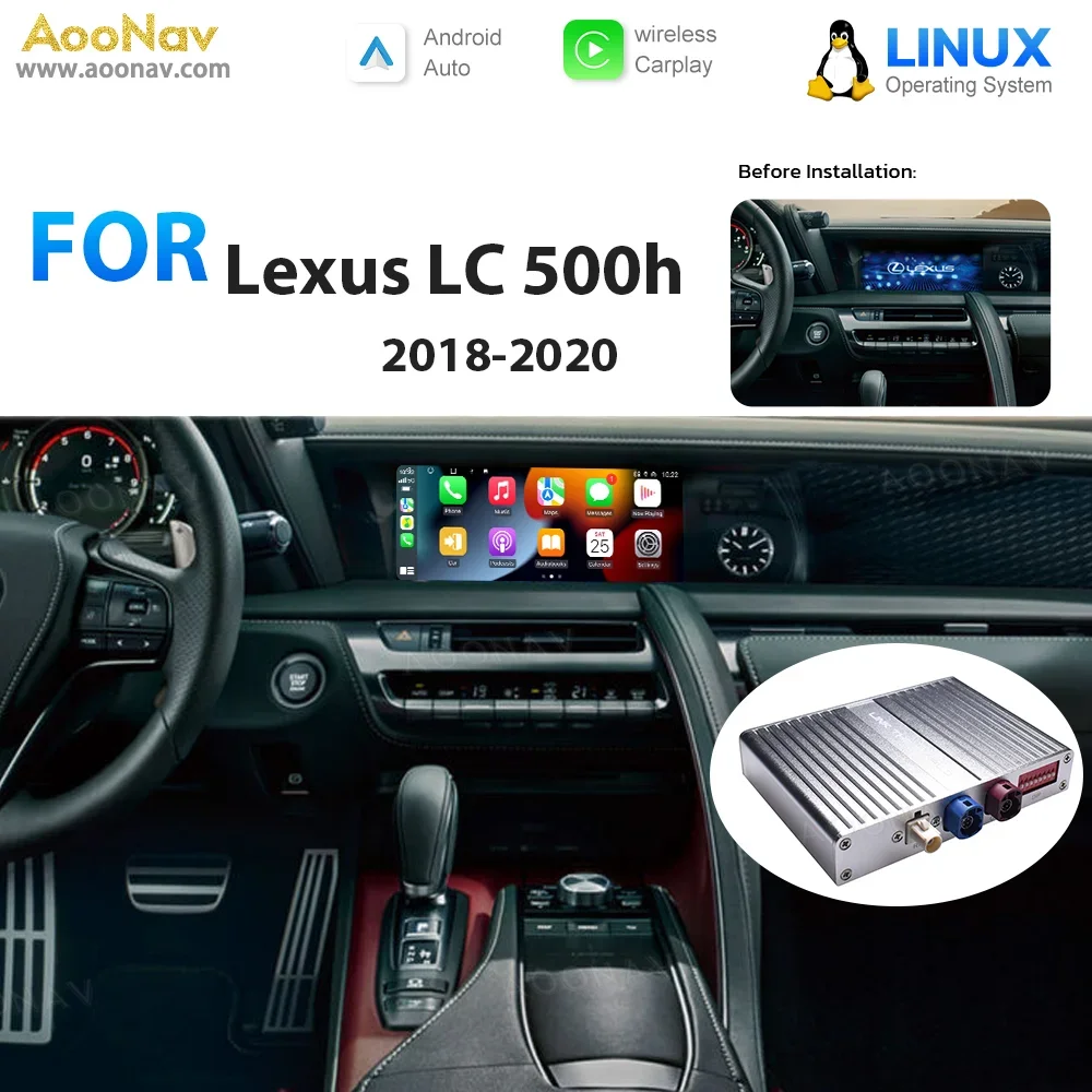 

Беспроводной Apple CarPlay для Lexus LC 500h 2018-2020 Linux система Mirror Box Android Авто Стерео OEM Экран обновленный автомобильный адаптер