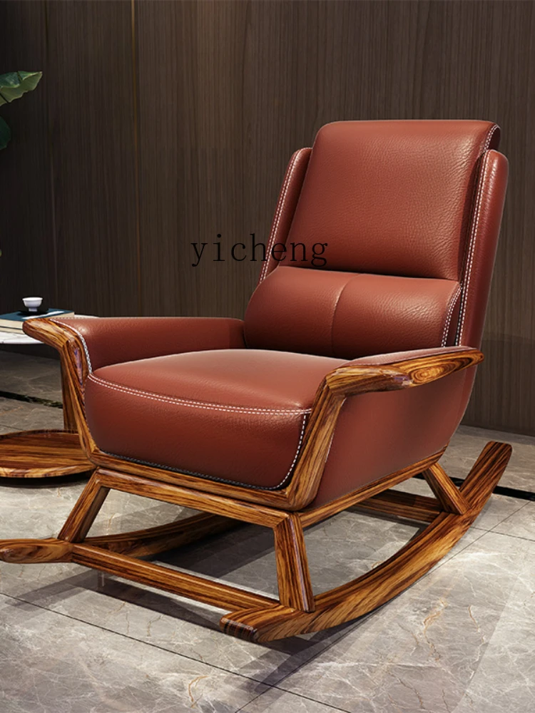 Yy Ugyen Wooden Rocking Chair Single Leisure Sofa Living Room Large Apartment Solid Wood Rocking Chair Wooden Rocking Chair