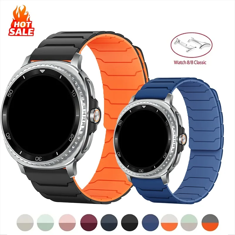 Magnetisches Band für Samsung Galaxy Watch 8 44 mm 40 mm, Silikon-Schlaufenarmband, Ersatzarmband für Watch8 Classic 46 mm Zubehör