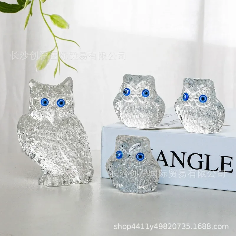 

Crystal Owl and Mini Owls Buy Big Get Small Free Animal Birthday Gift Toys for Friend Home Decoration Cabinet Tabletop Ornament
