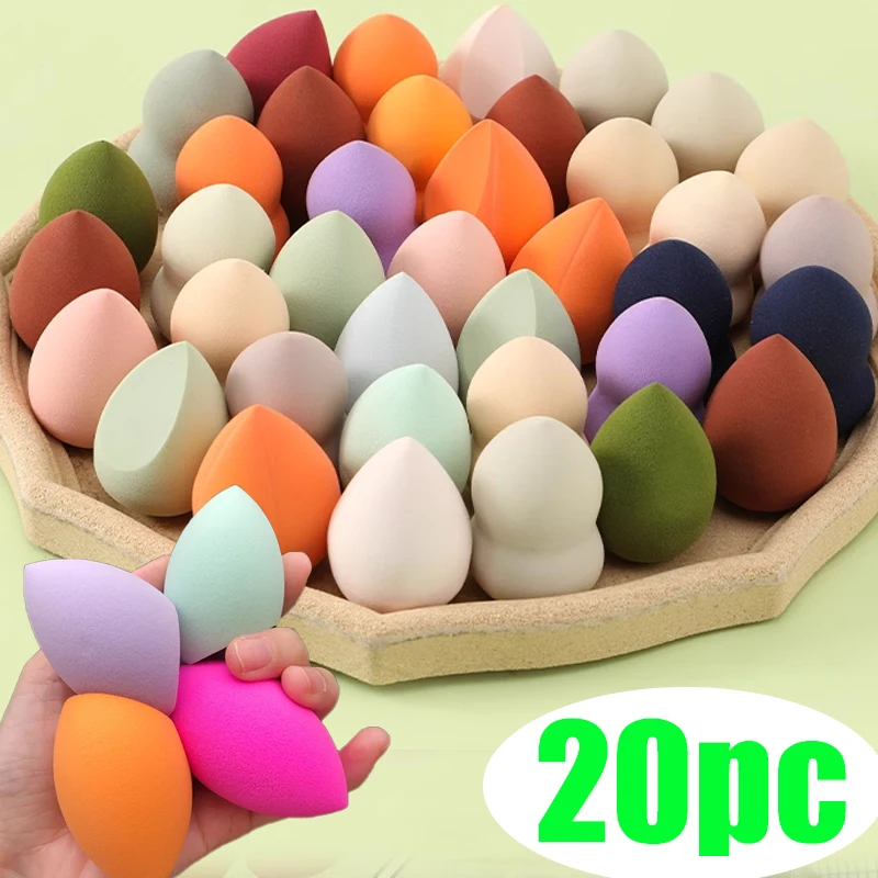 20 PC Professional Beauty Sponge Egg Latex Free Soft Setting Face Puffs Multicolor Cosmetic Applicator Facial Makeup Sponge Set