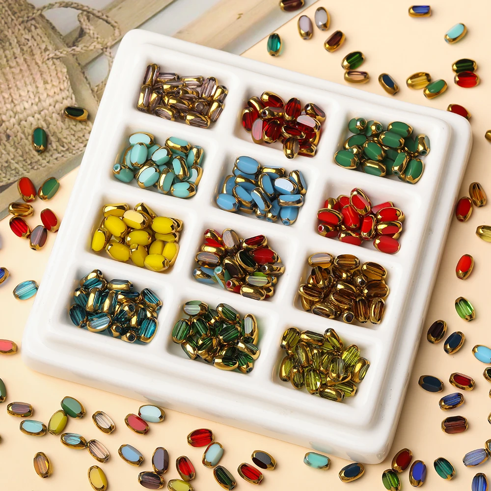

20Pcs 4x6mm Faceted Glass Beads Oval Shape Flat Loose Spacer for Jewelry Making DIY Bracelet Necklace Accessories