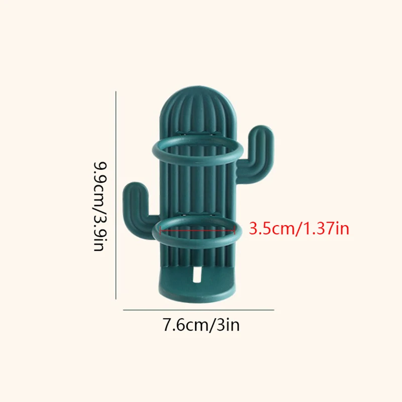 Non Perforated Toothbrush Holder Cute Cactus Space Saving Wall Mounted Waterproof And Draining Toothbrush Holder