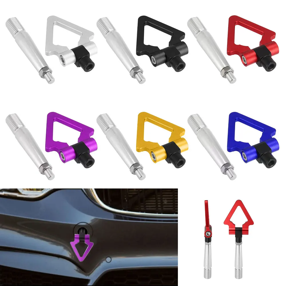 Aluminum Racing Tow Hook Kit - Round/Triangle Front and Rear Set for Mitsubishi Lancer EX (Sport Tow Ring Design)
