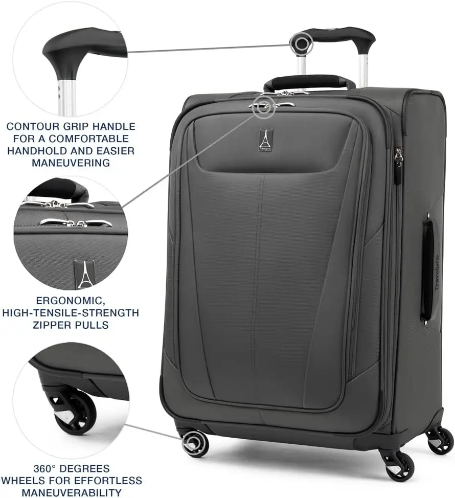 Travelpro Maxlite 5 Softside Expandable Checked Luggage with 4 Spinner Wheels, Lightweight Suitcase, Men and Women, Shadow  ,