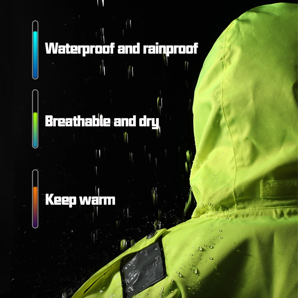 High Visibility Safety Jacket Reflective Raincoat Outdoor Construction Traffic Road Waterproof  Windproof Man Working Clothes